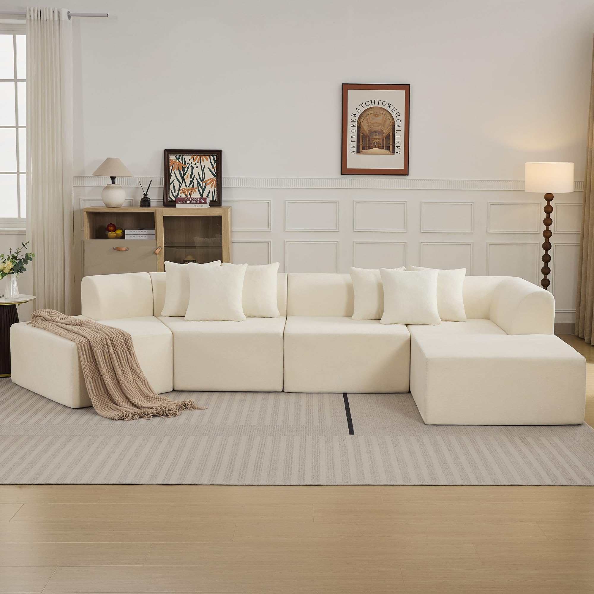 140'' Oversized Cloud Velvet Curved Sectional Couch with L-Shape Chaise