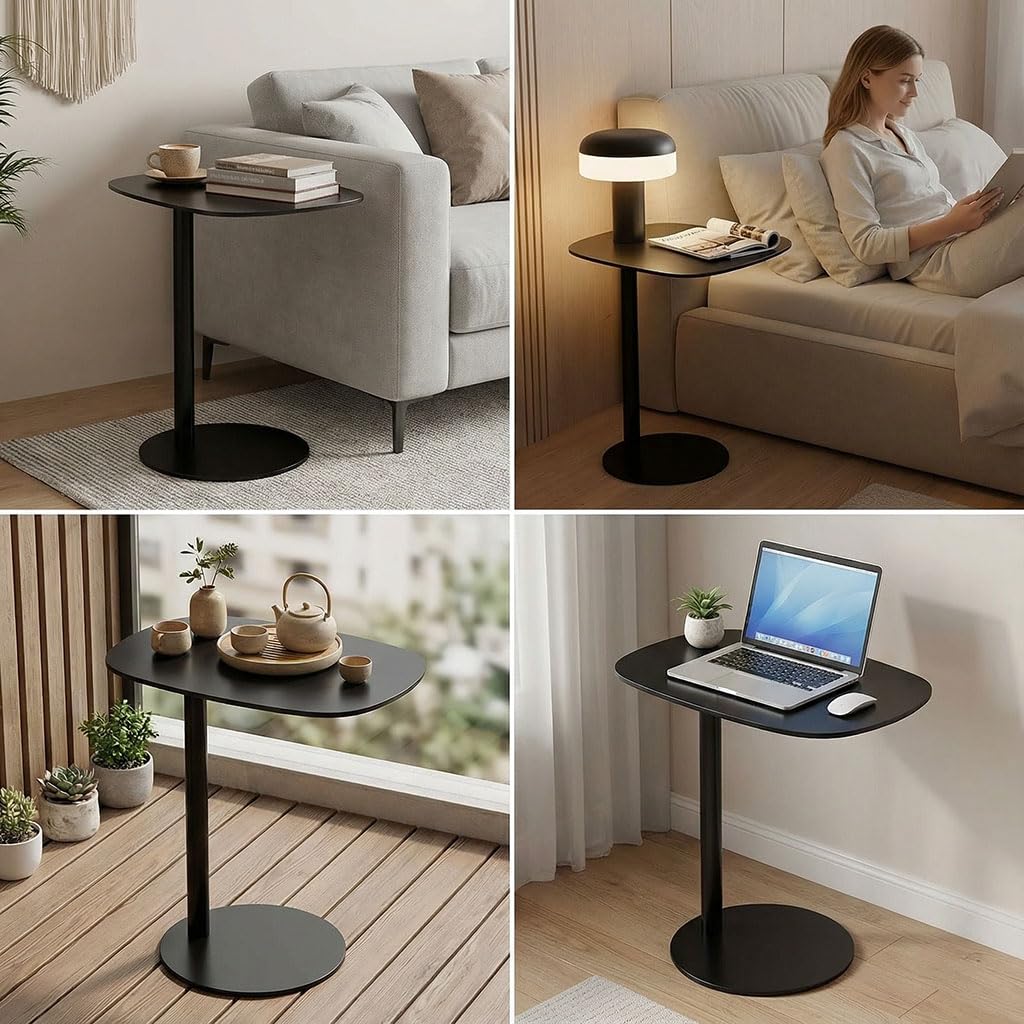 C Shaped End Table - Modern Metal Side Table for Couch