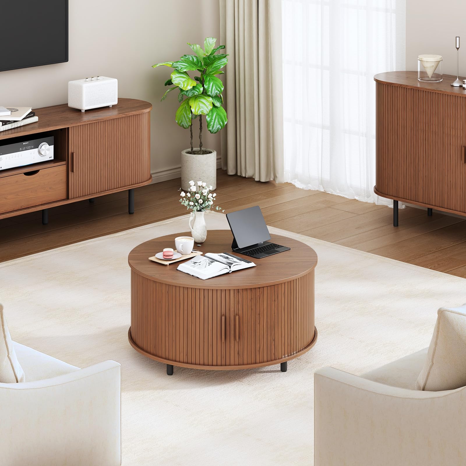 Round Coffee Table with Storage