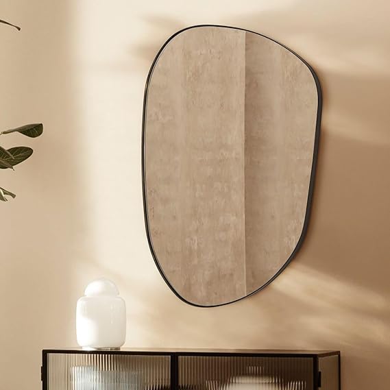 Irregular Wall Mirror Matt Black 36x26