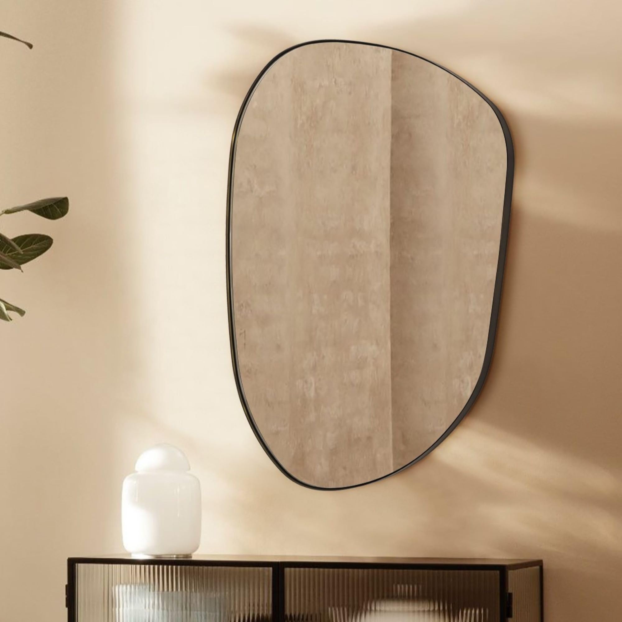 Irregular Wall Mirror Matt Black 36x26