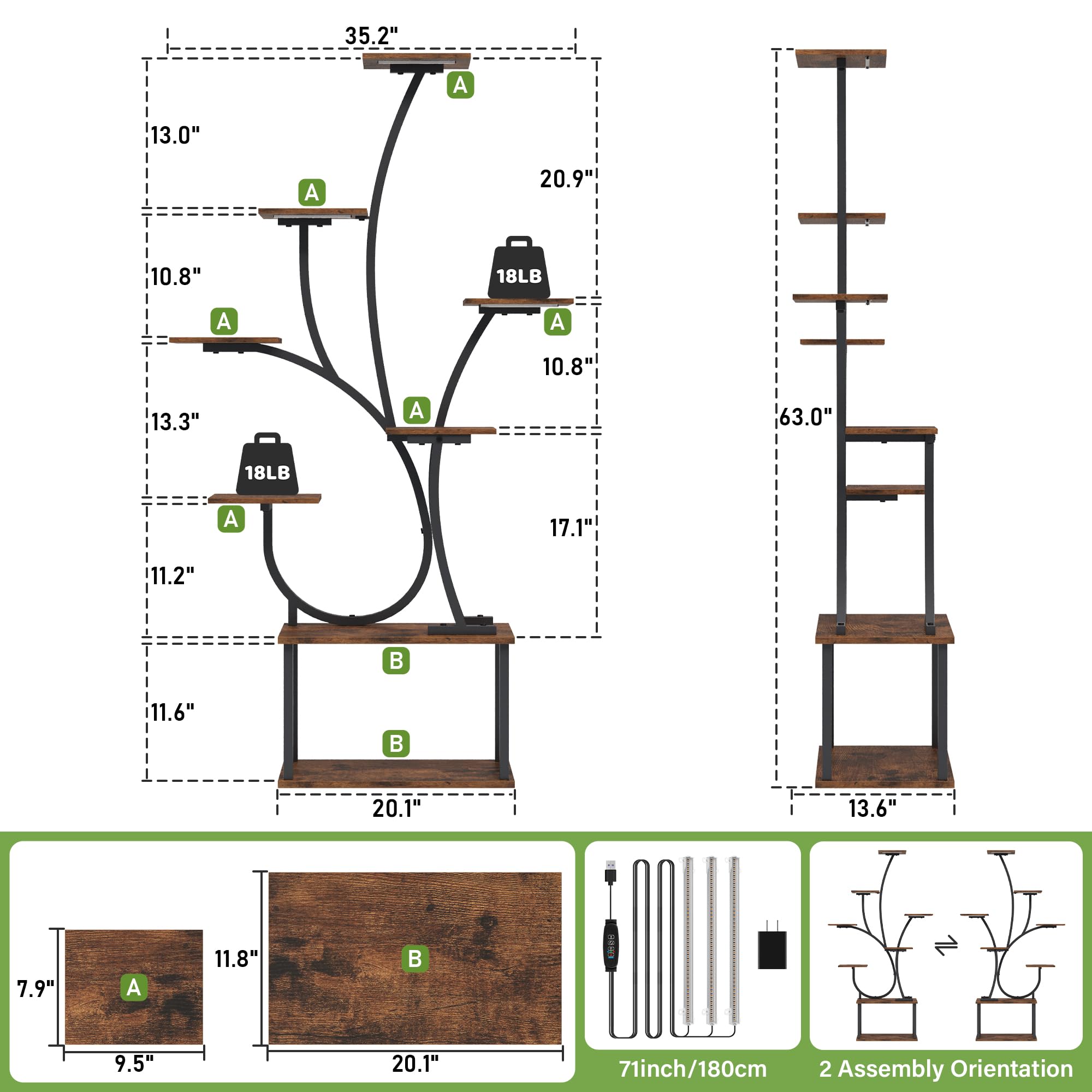 8-Tier Plant Stand with Grow Lights