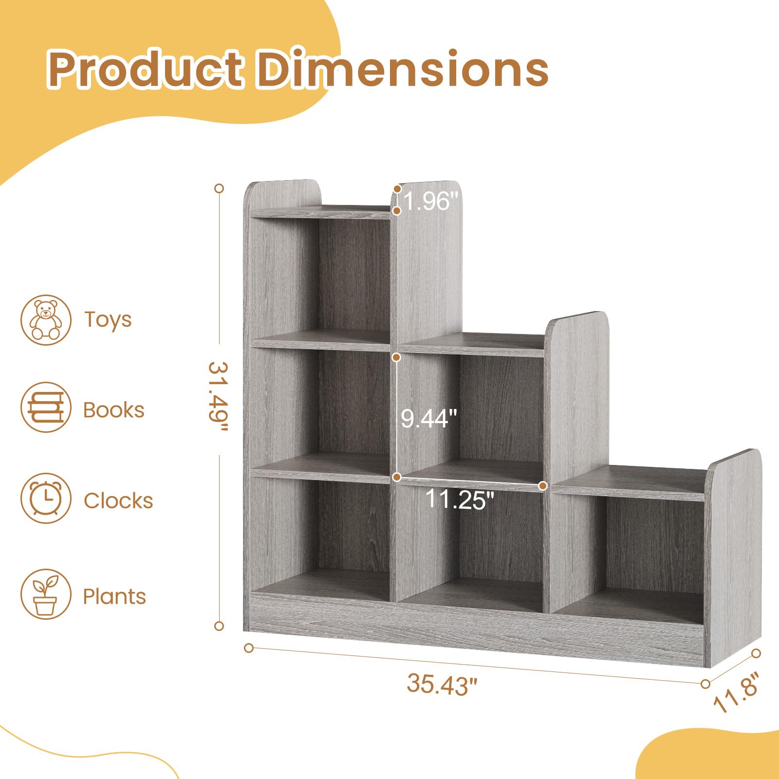 6-Cube Montessori Bookshelf & Toy Storage Organizer
