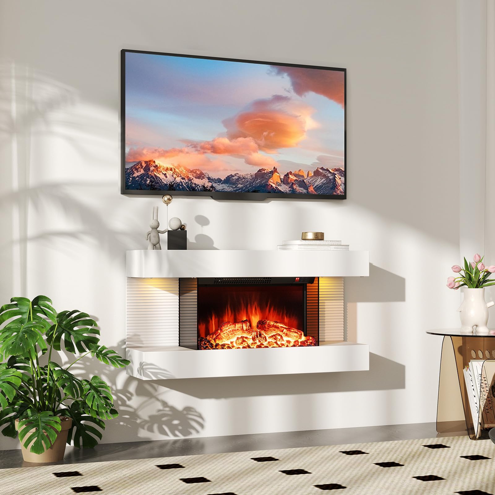32" Wall Mounted Electric Fireplace with Remote Control