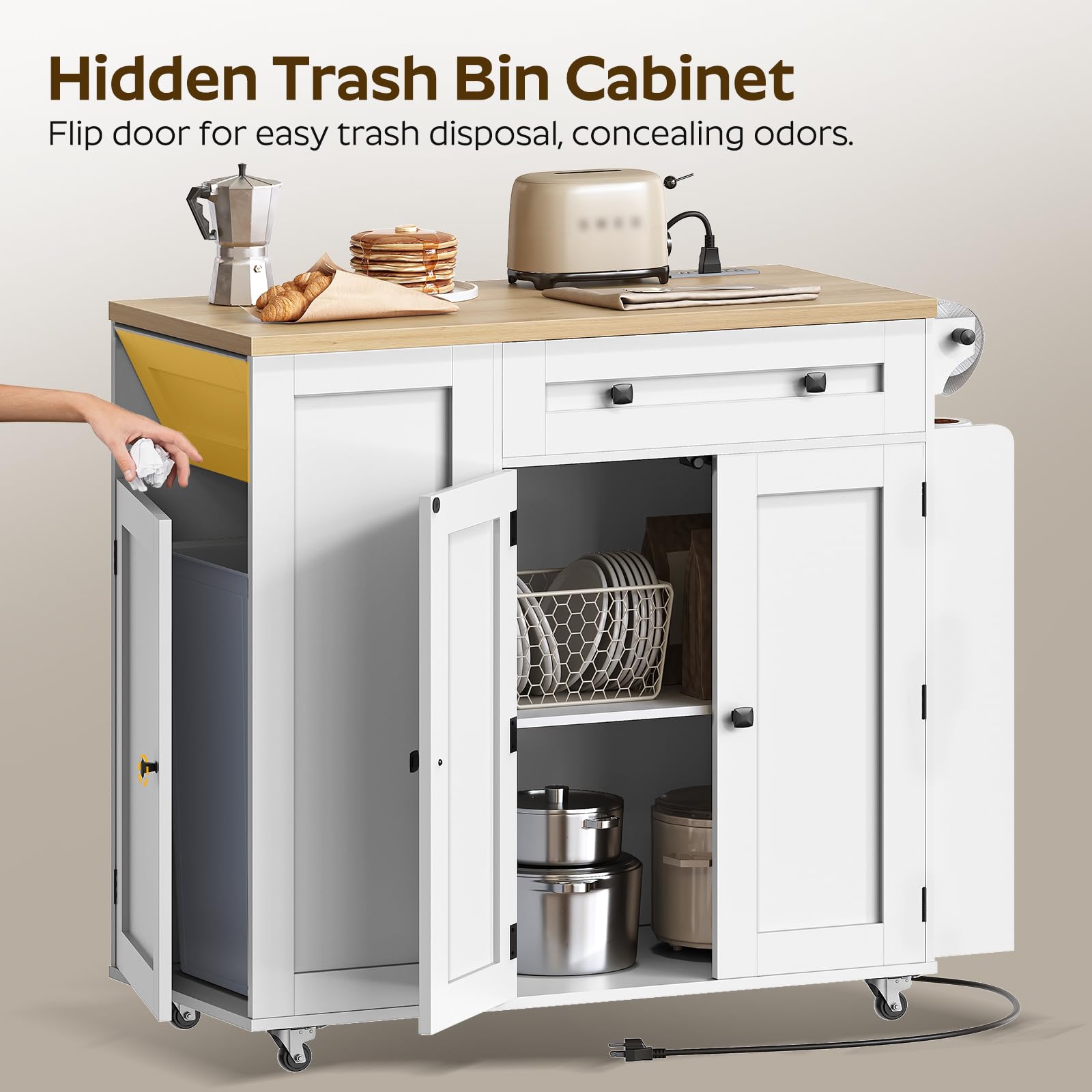 Kitchen Island with Storage on Wheels