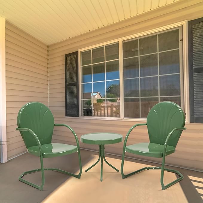 Retro Metal Patio Bistro Set - 3 Piece Outdoor Seating
