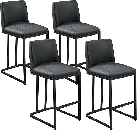 Counter Height Bar Stools Set of 2 with Curved Backrest