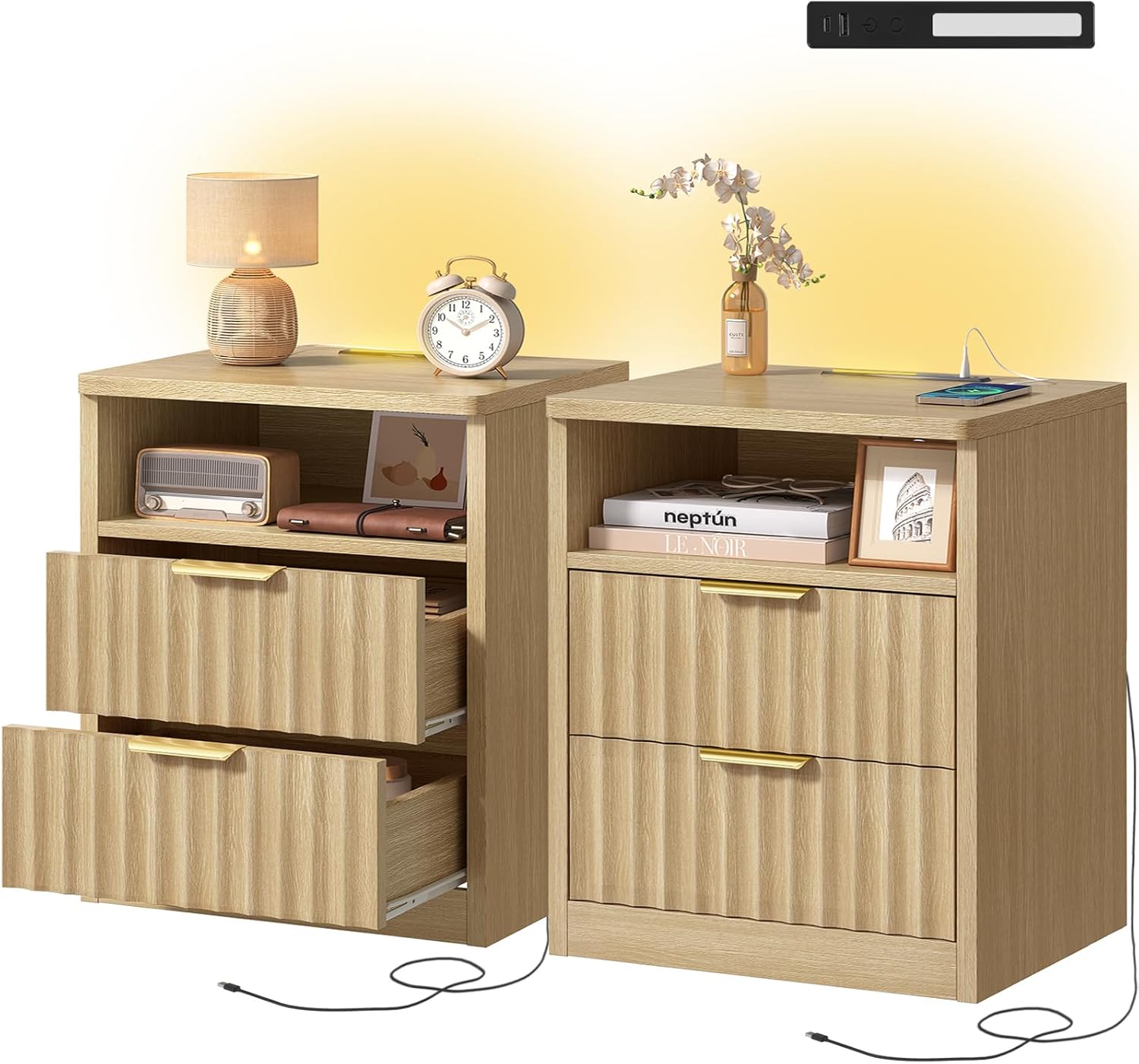 Fluted Dresser with 7 Drawers - 48" Tall Modern Chest of Drawers