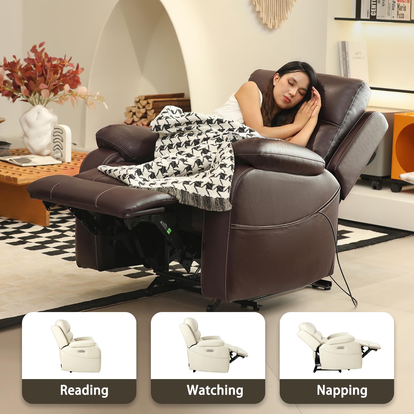 Zero Clearance Wall Hugger Power Recliner with Massage and Heat