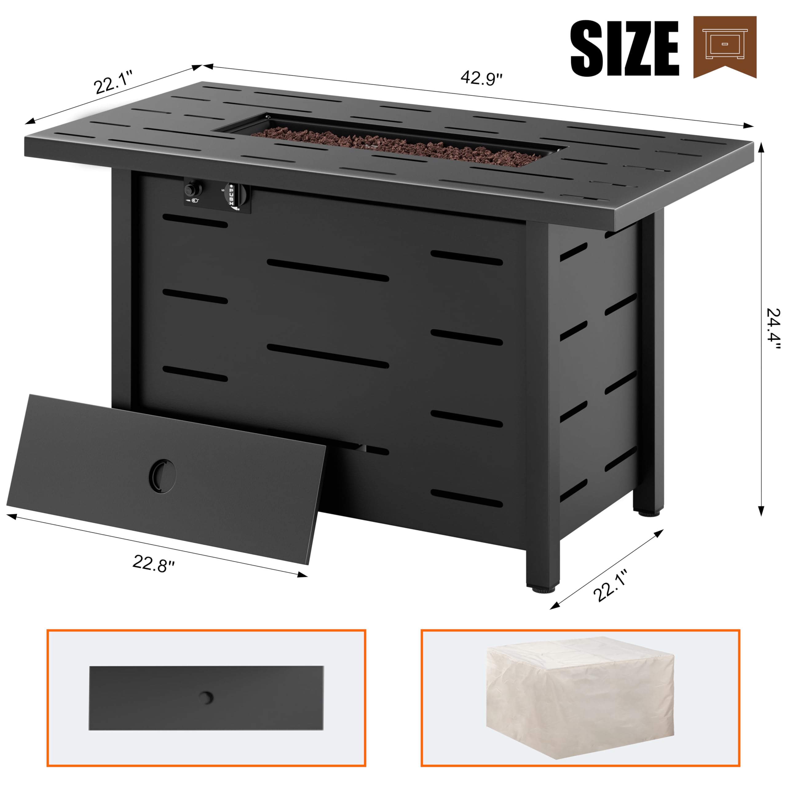 43 Inch Outdoor Propane Fire Pit Table