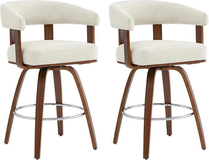 Swivel Counter Height Barstools Set of 2 with Back and Armrest