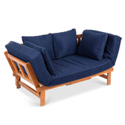 Outdoor Convertible Acacia Wood Futon Sofa