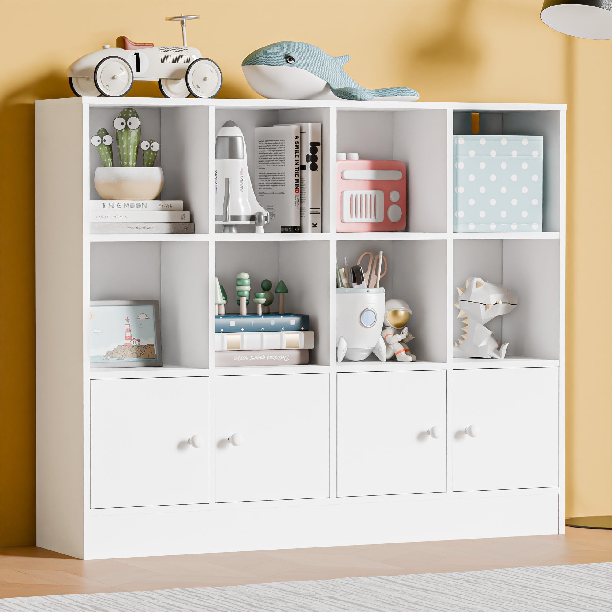 12 Cube Storage Organizer Bookshelf with Doors