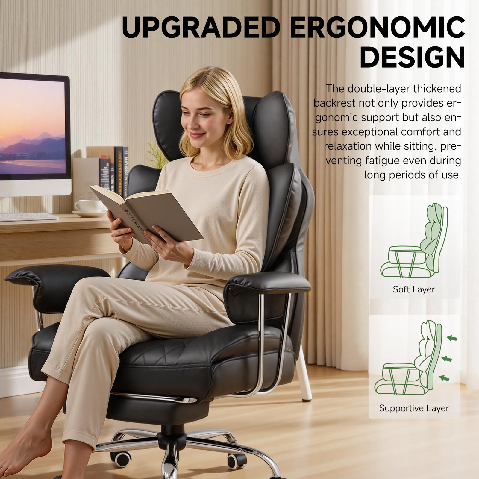 Ergonomic Office Chair with Footrest