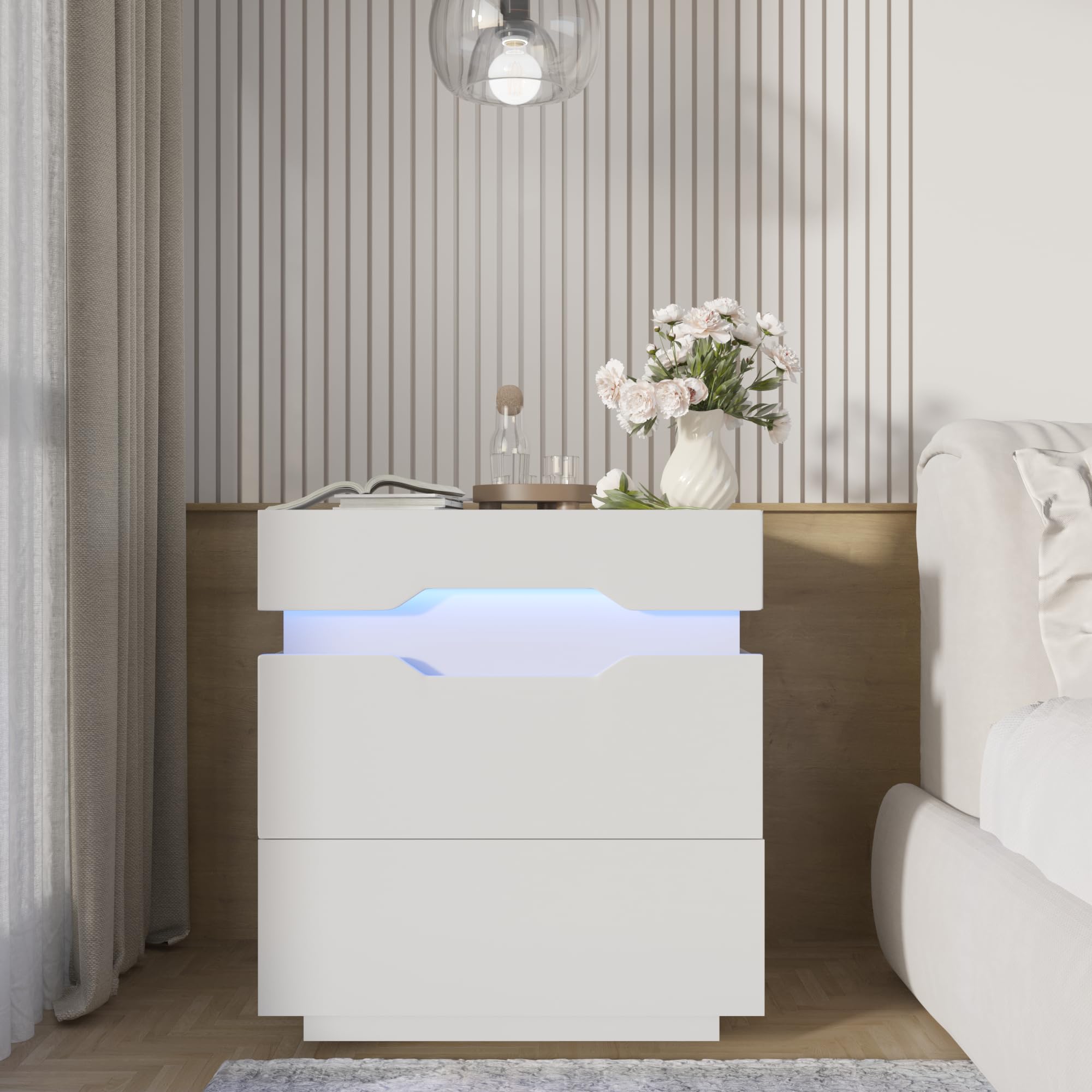LED Nightstand with Charging Station