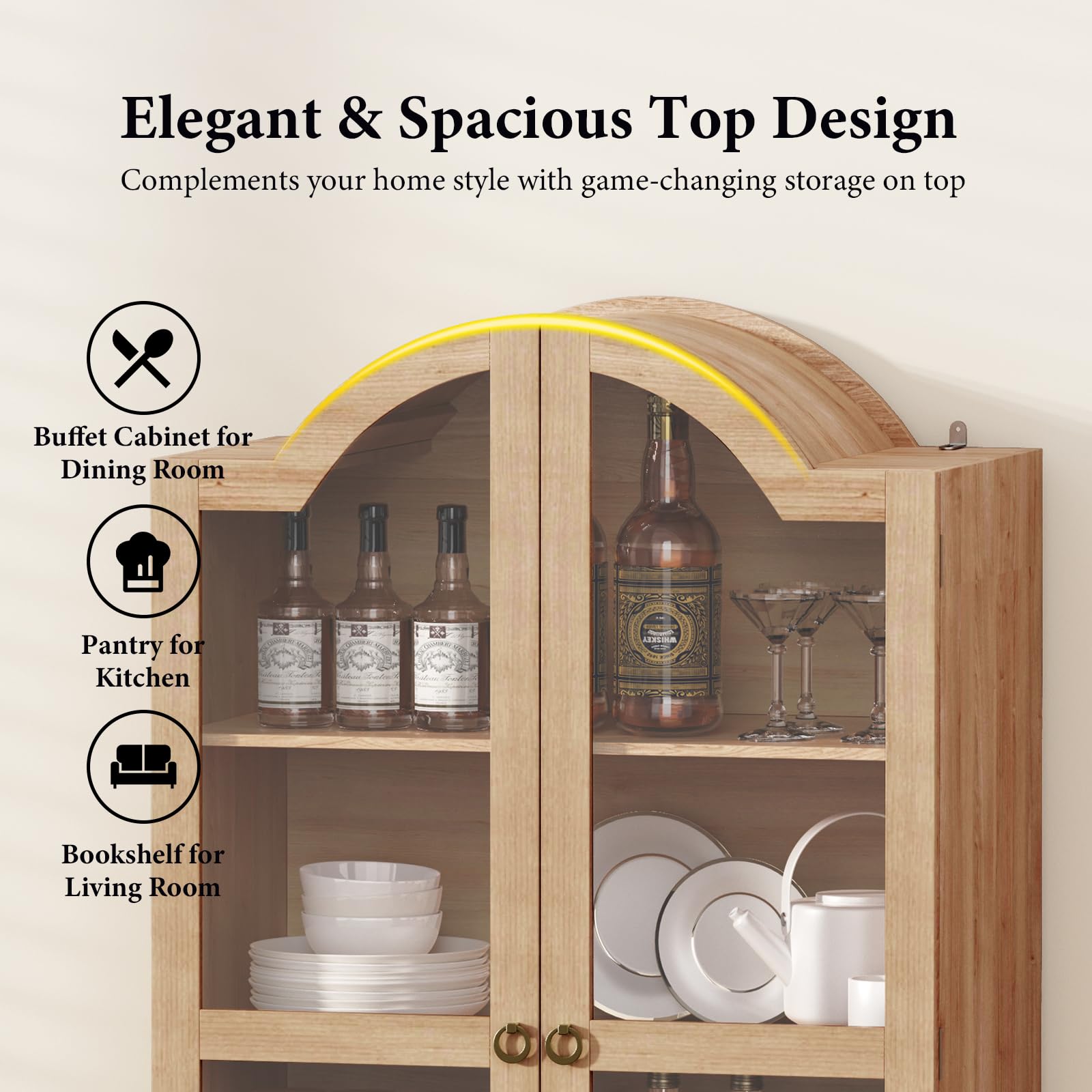 Tall Arched Pantry Cabinet with Drawers