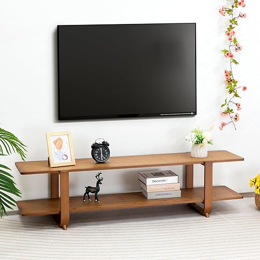 Bamboo TV Stand with Storage for TVs up to 65 Inches