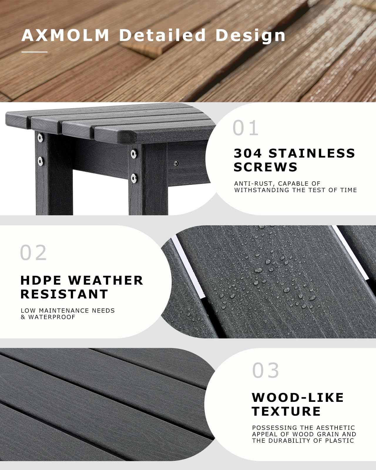 54" Outdoor Bar Height Patio Table - Dark Grey