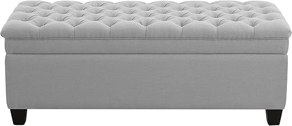 Storage Ottoman Bench with Tufted Upholstery