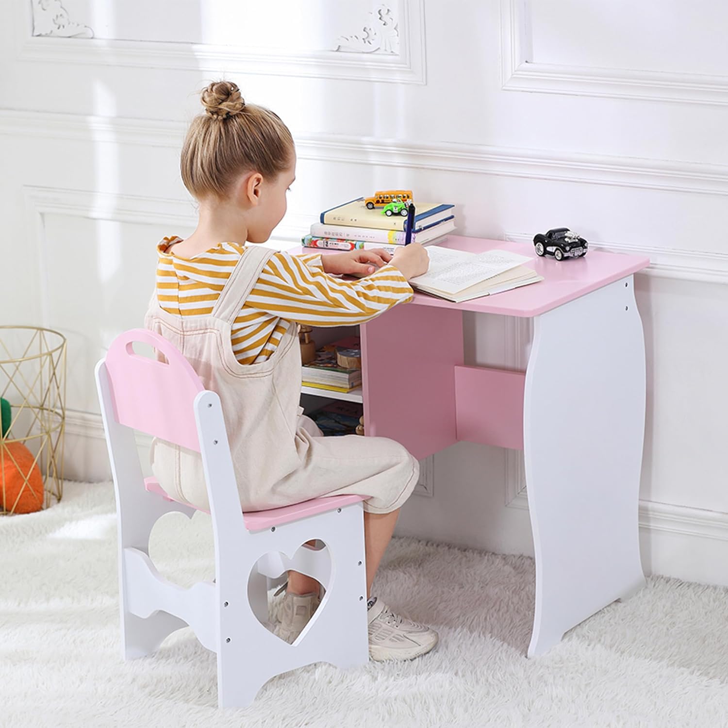 Kids Desk and Chair Set with Storage