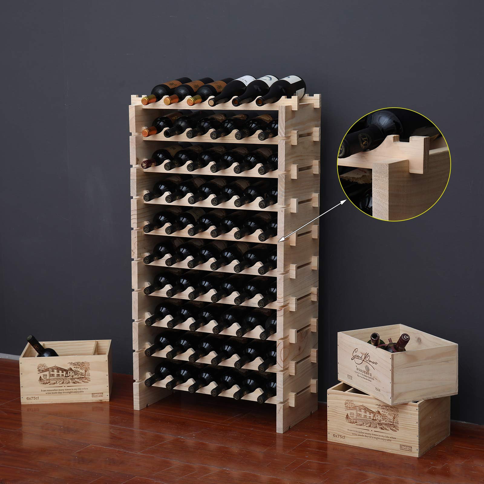 60-Bottle Pine Wine Rack