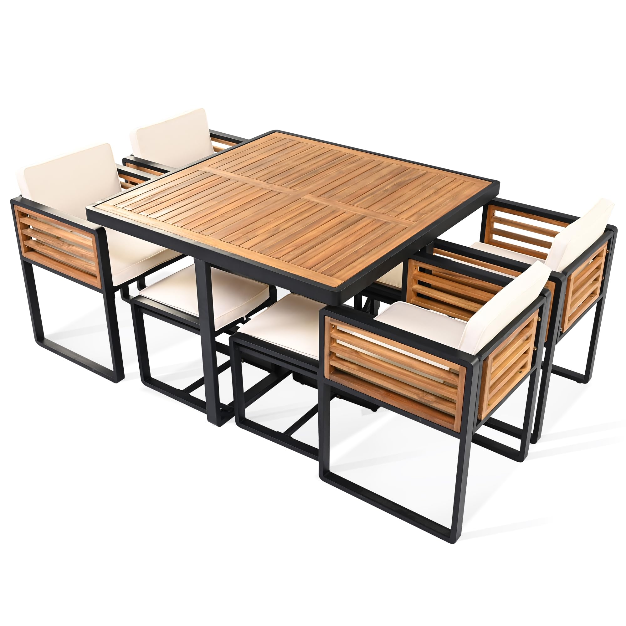 9-Piece Acacia Wood Outdoor Dining Set