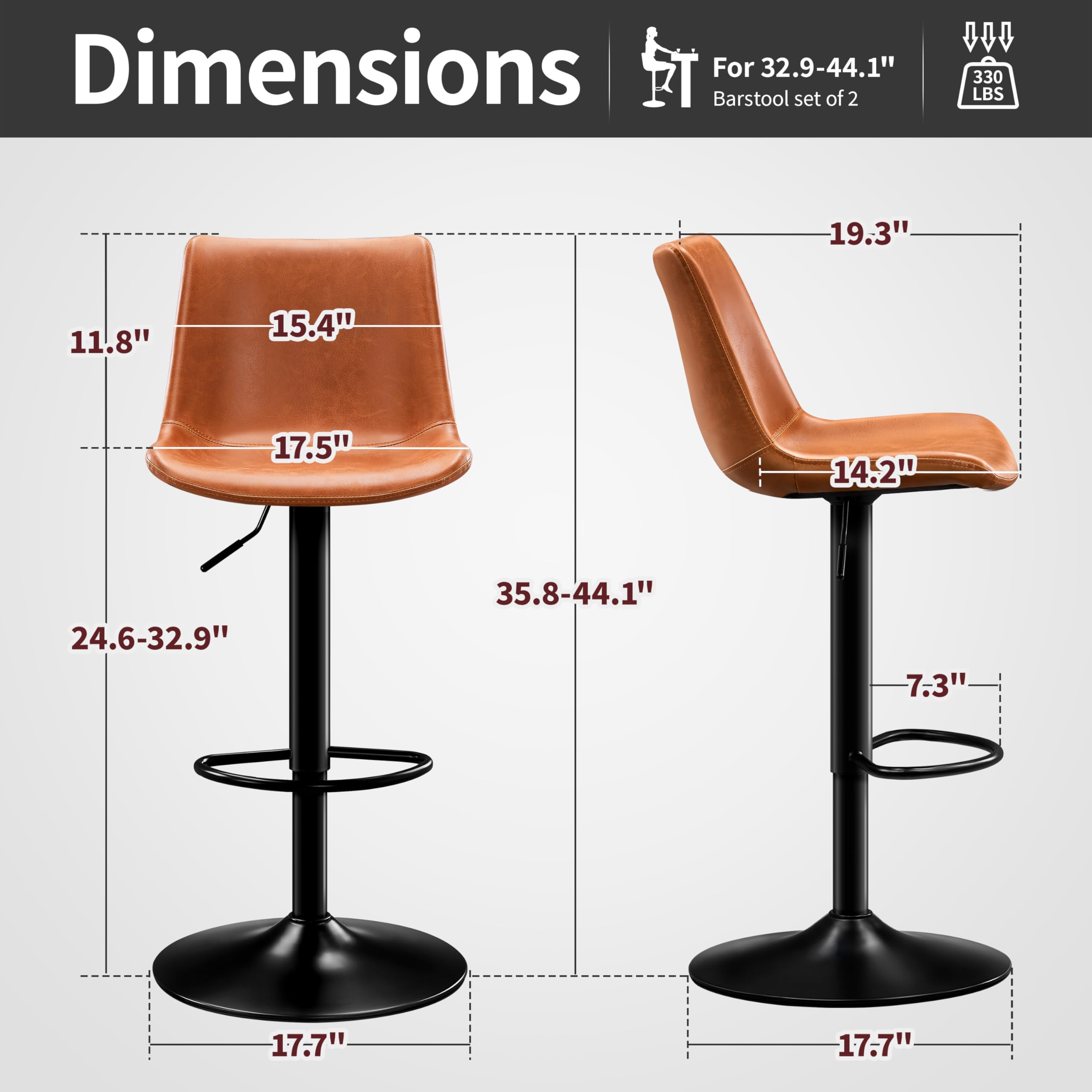 Adjustable Bar Stools Set of 2