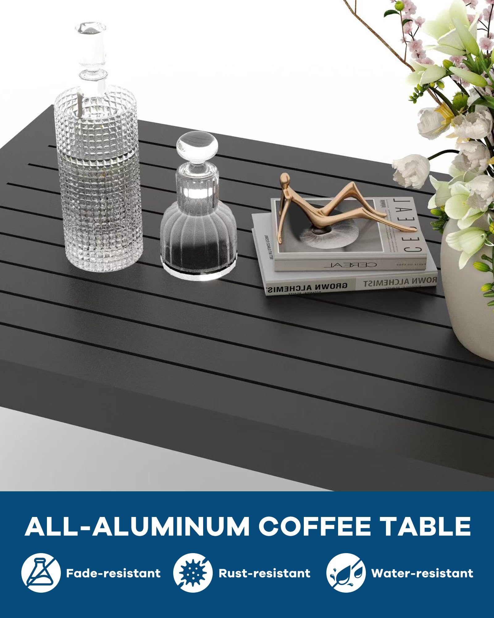 7-Seat Aluminum Patio Sectional Sofa Set with Coffee Table