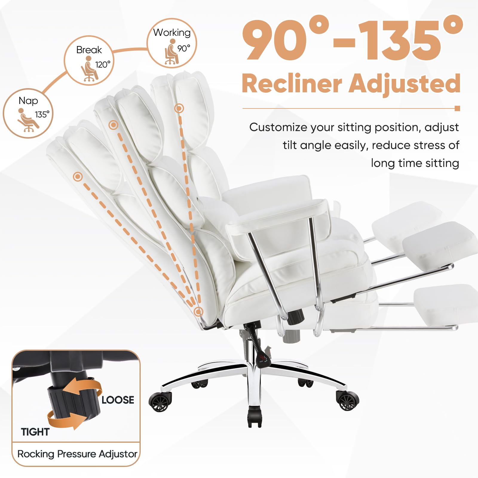 Ergonomic Executive Office Chair with Footrest