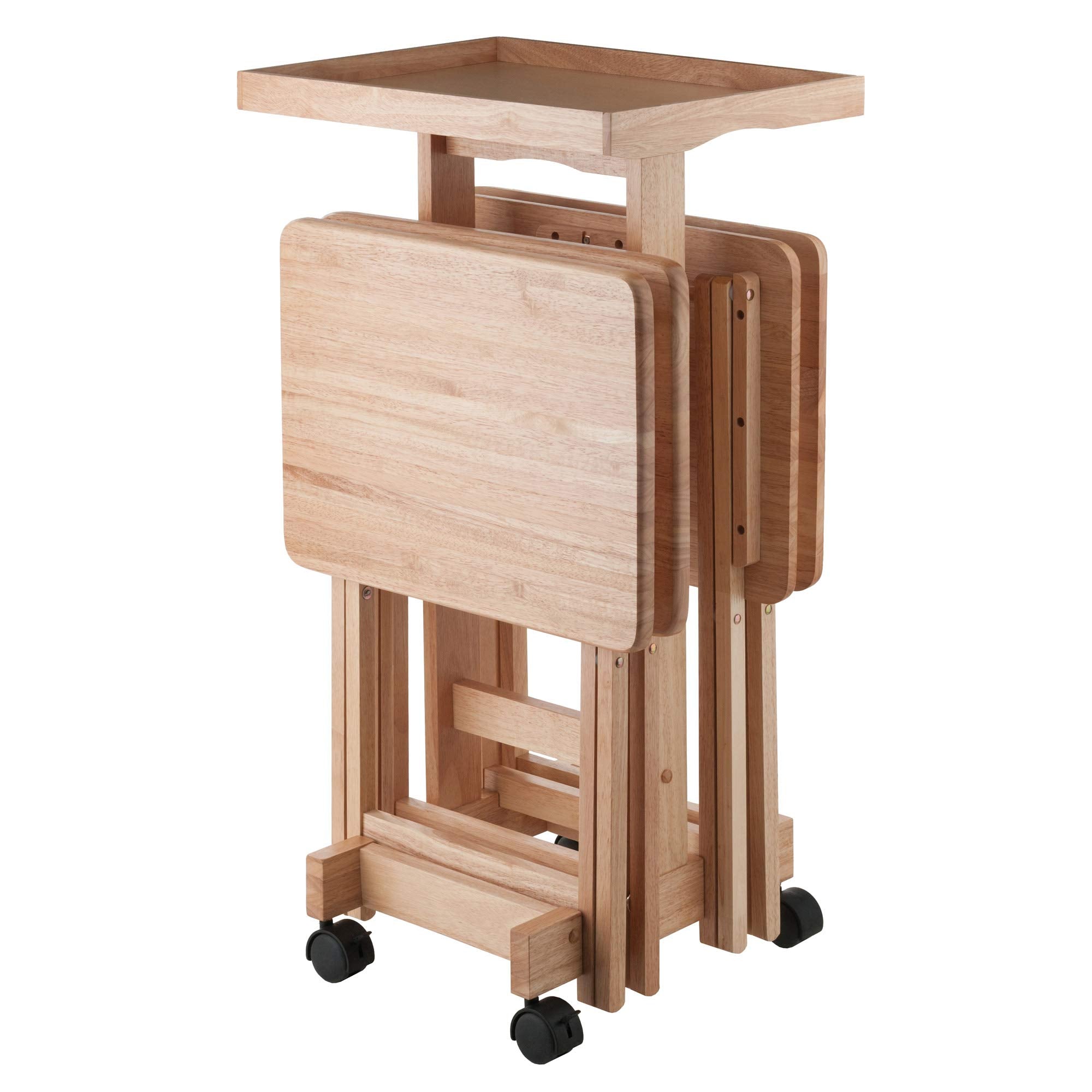 Isabelle Snack Table Set with Mobile Stand - Natural - Set of 4