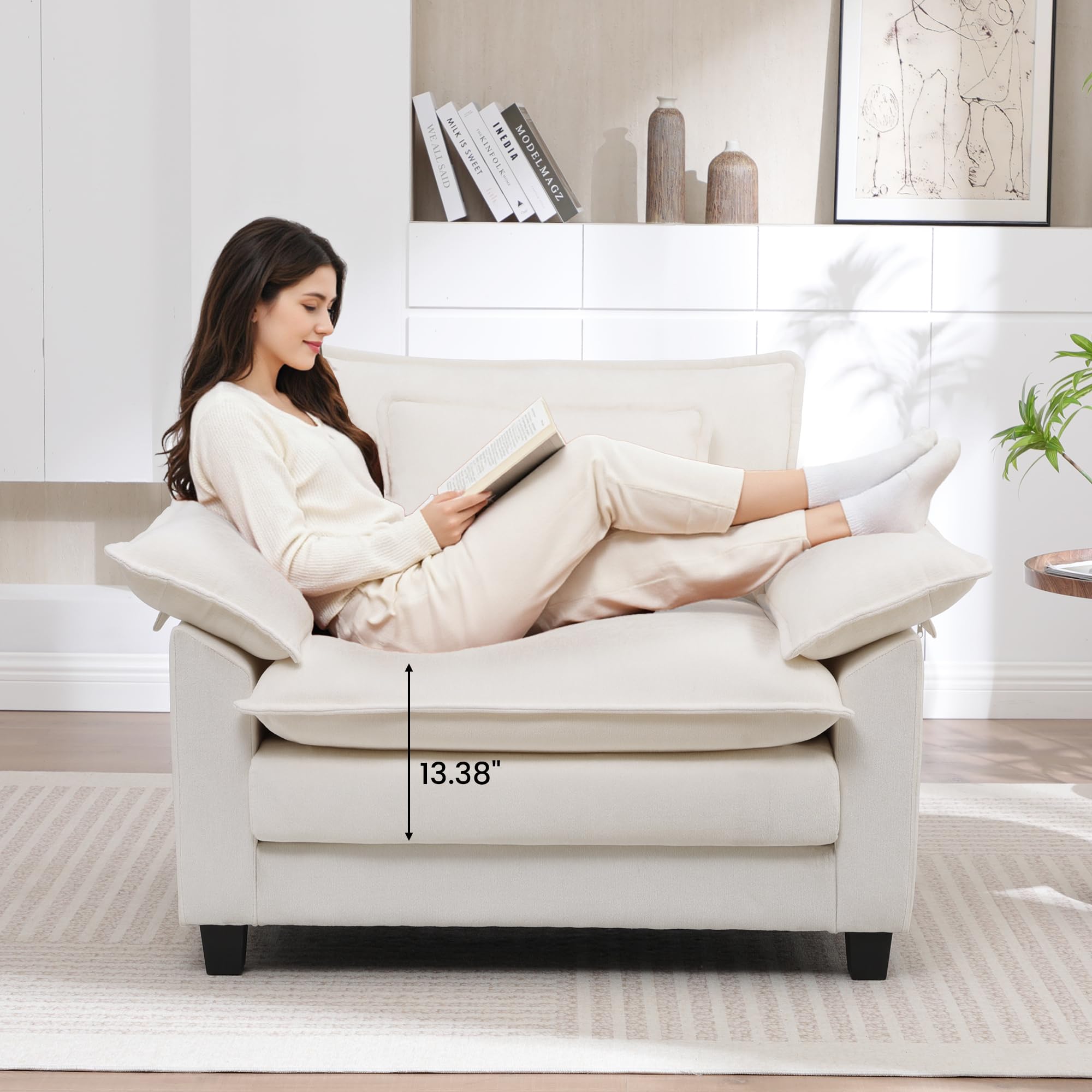 Oversized Chenille Accent Chair with Deep Seat