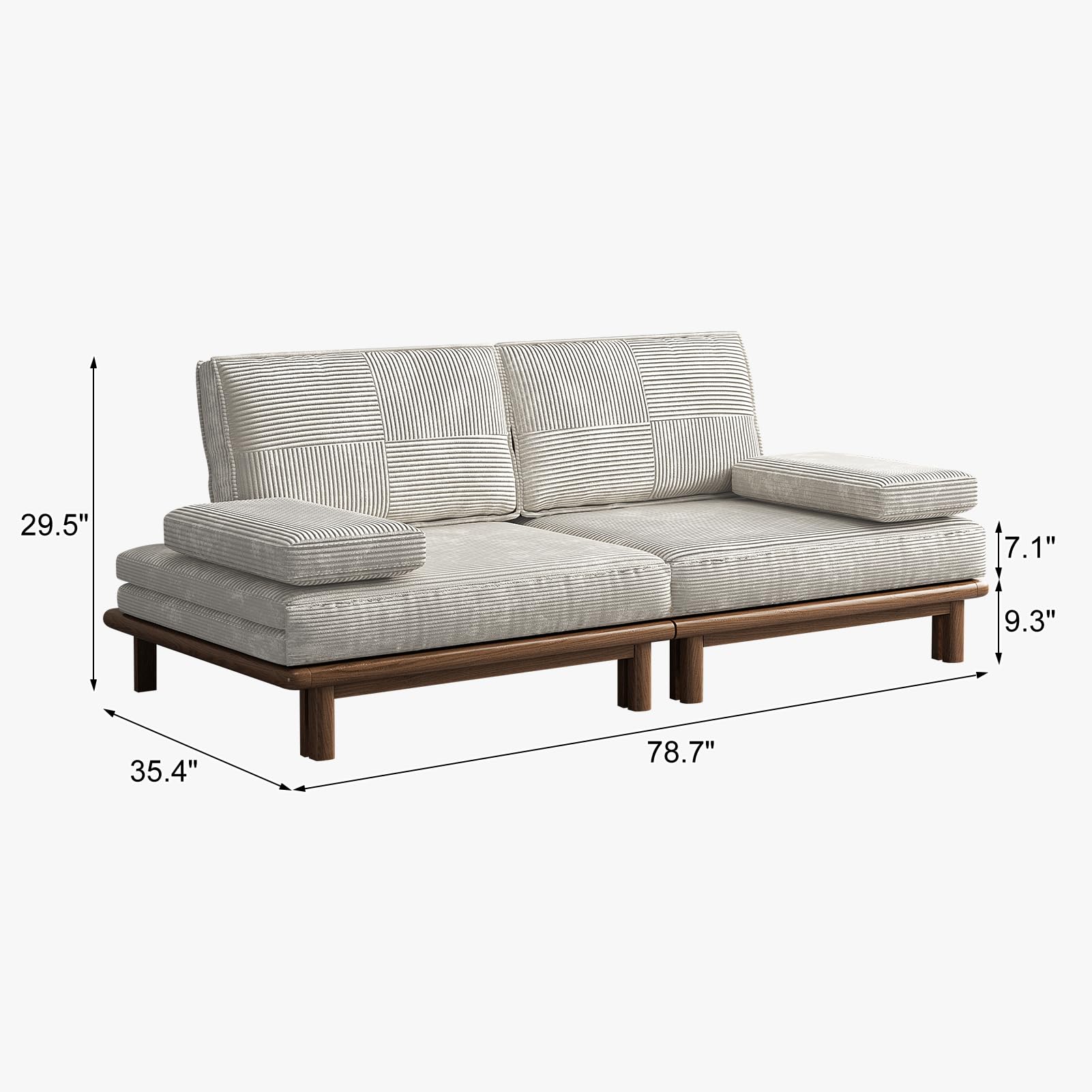Convertible Sofa Bed with Solid Wood Frame