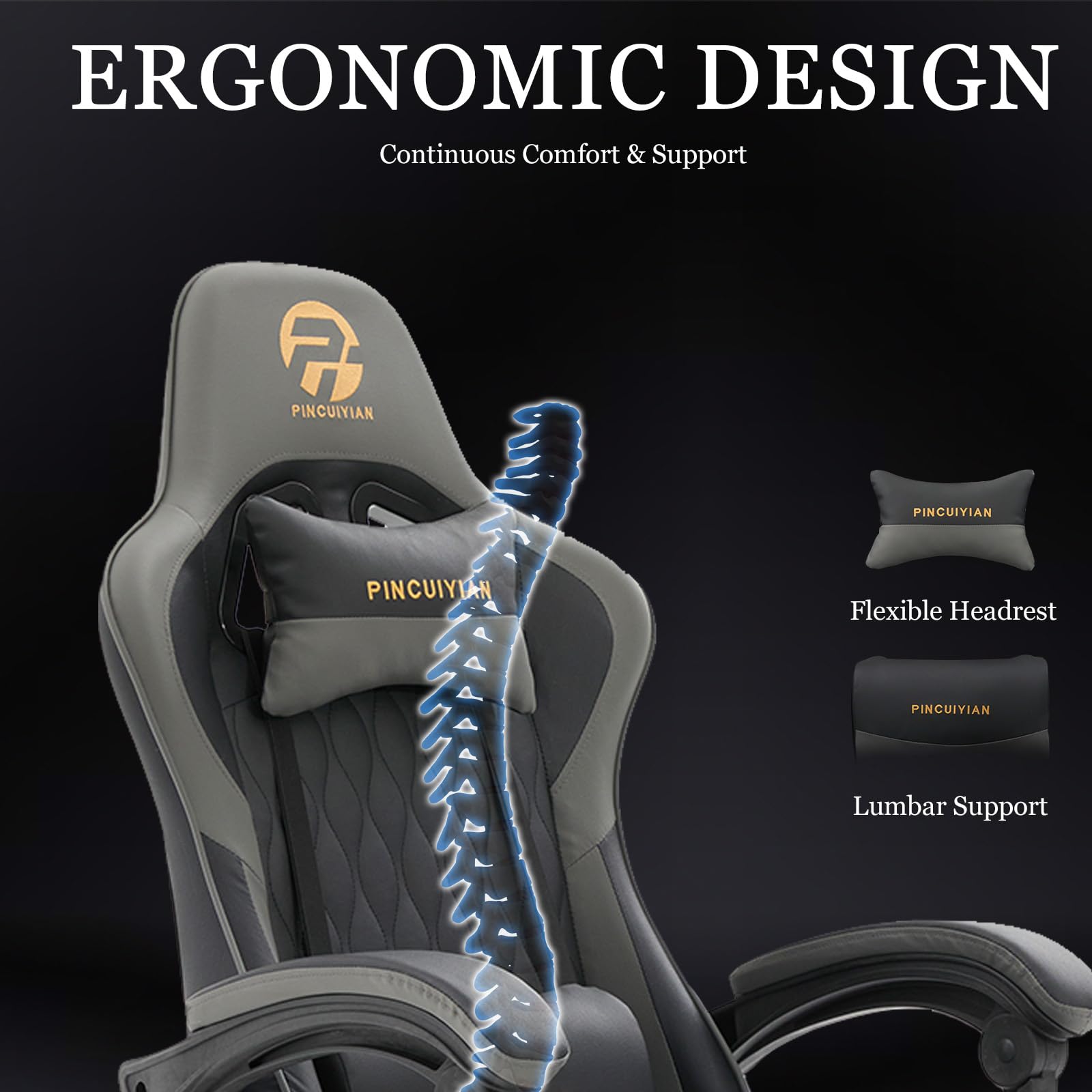 Ergonomic Gaming Chair with Footrest and Lumbar Support