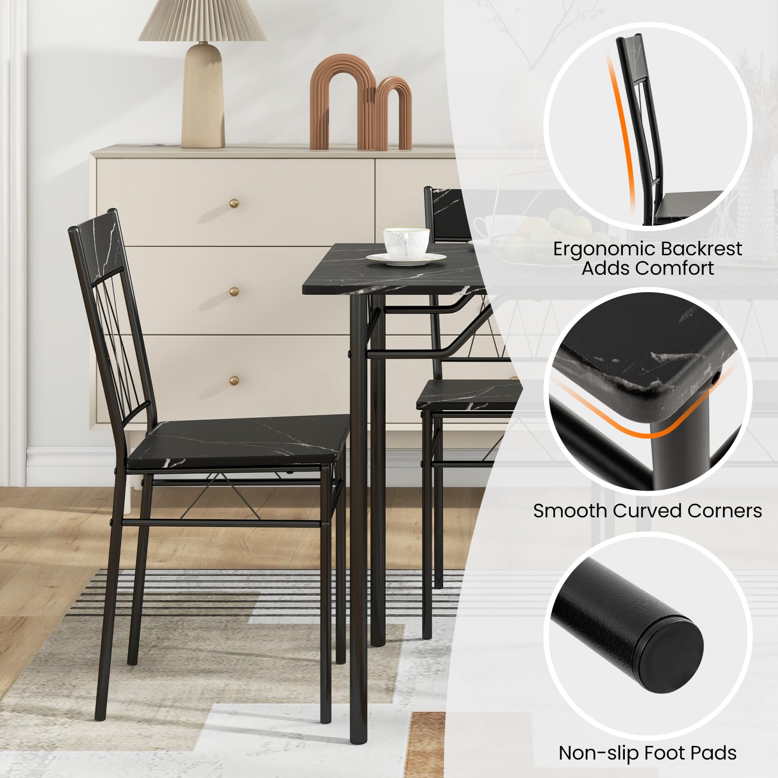 5-Piece Dining Table Set with 4 Chairs