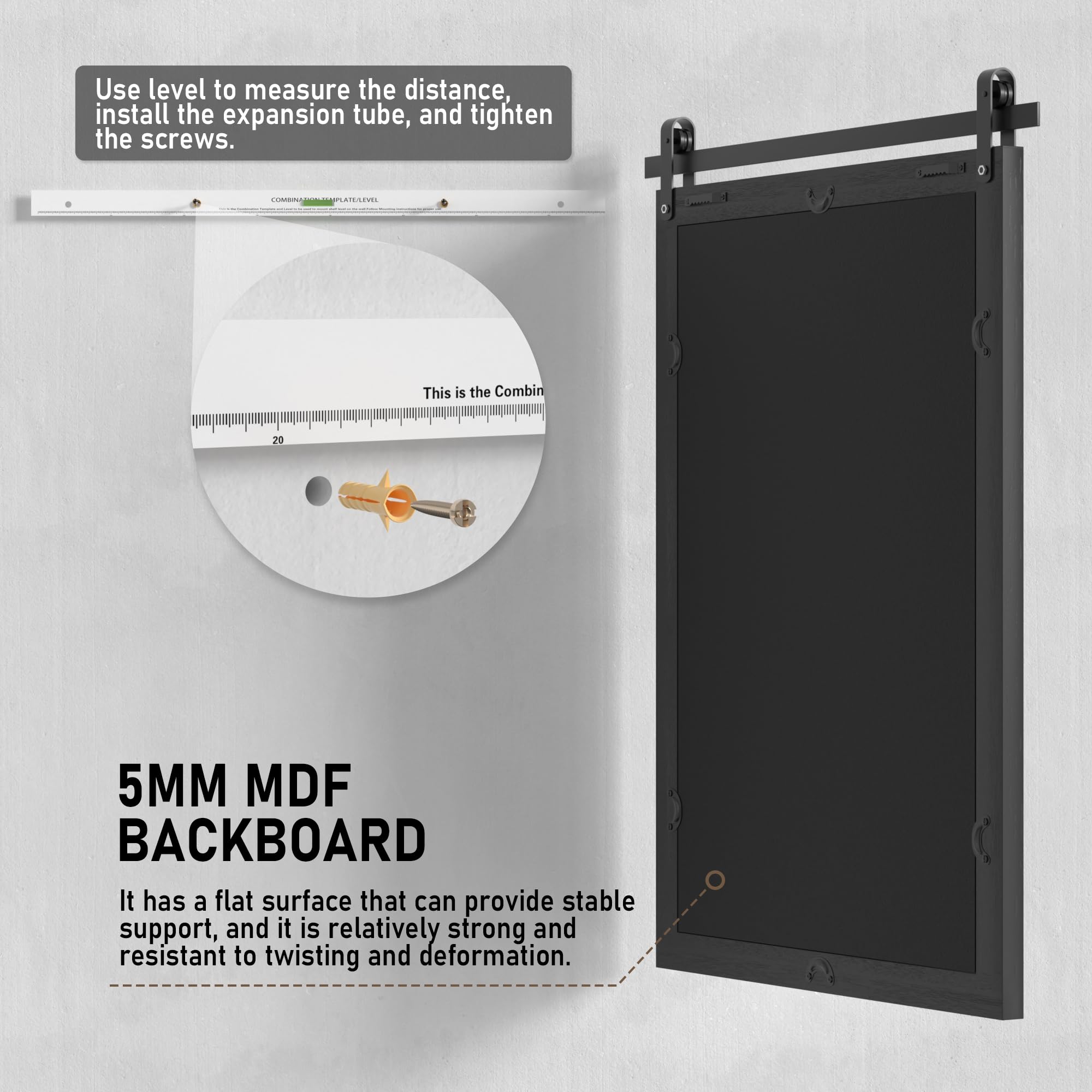 Black Farmhouse Wall Mirror 40x26 Inch