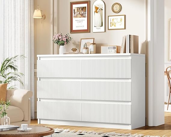 Modern 6 Drawer Dresser with Fluted Design