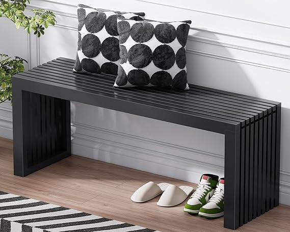 Bamboo Dining Bench 35 Inch Entryway Shoe Rack