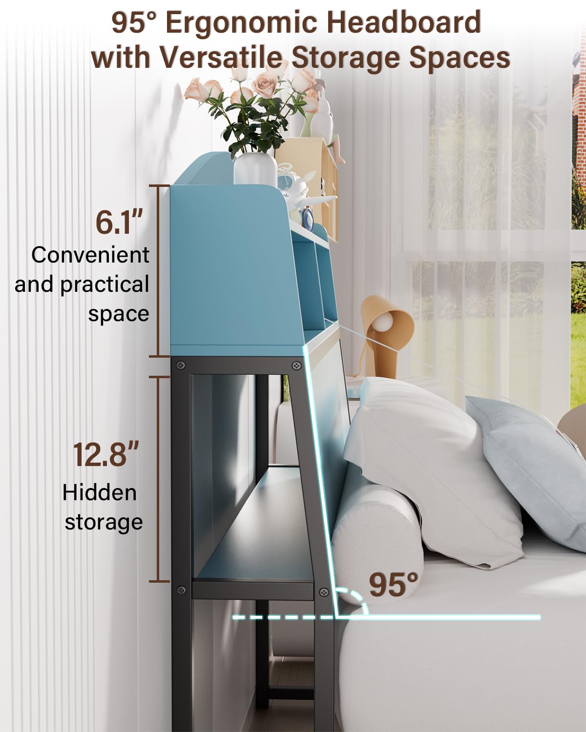 Twin Bed Frame with Storage and Charging Station
