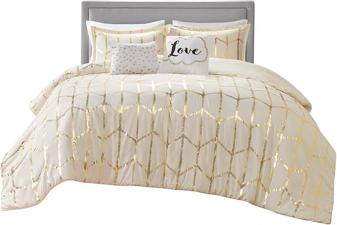 Geometric Metallic Comforter Set Full/Queen