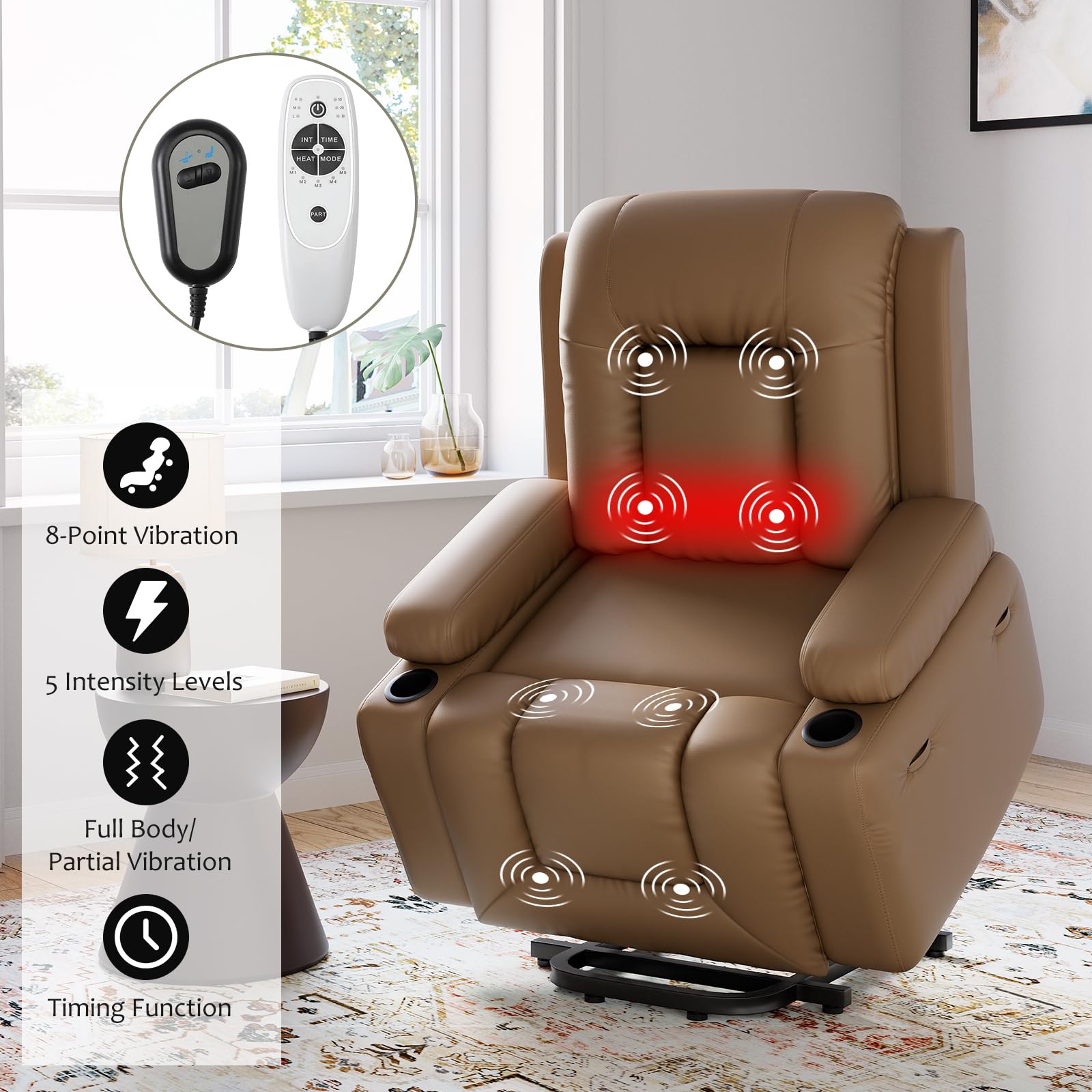 Power Lift Recliner Chair with Massage and Heat