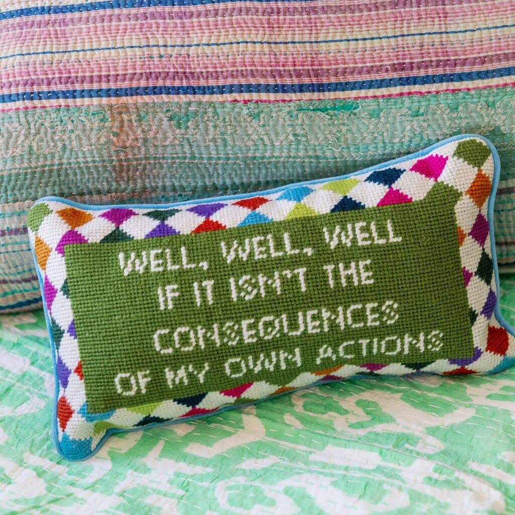 Needlepoint Decorative Throw Pillow - Well Well Well