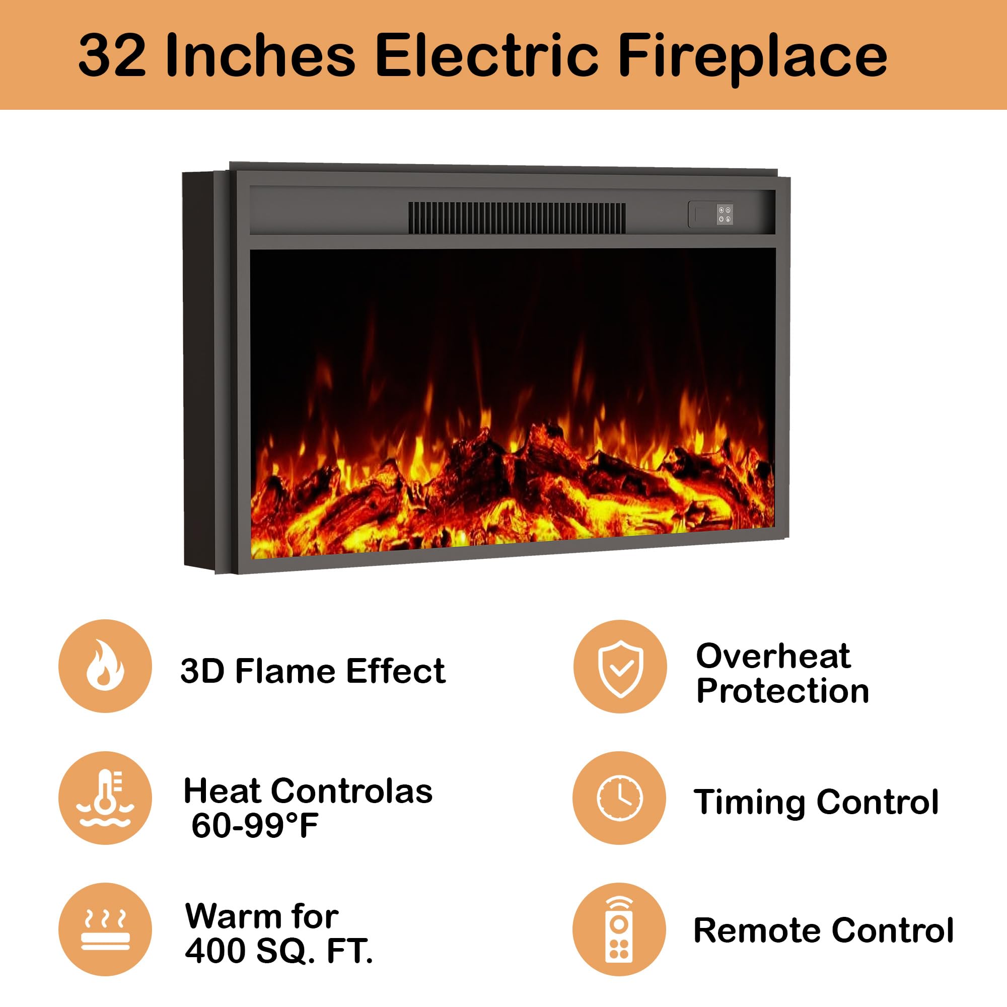 70" Fluted Fireplace TV Stand with Storage