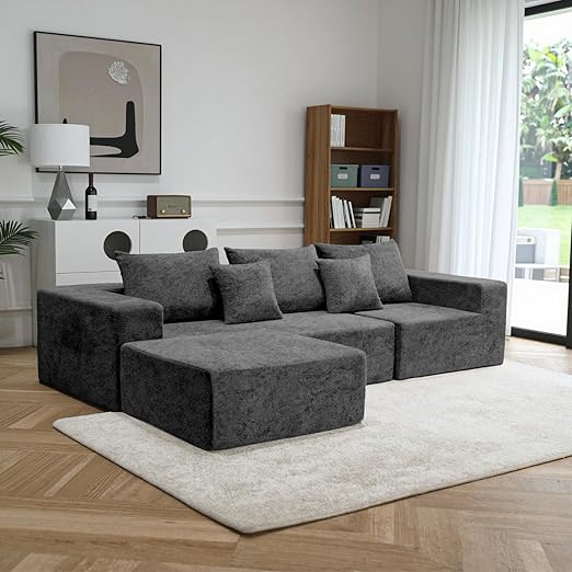 L-Shaped Cloud Couch Sectional Sofa with Deep Seat