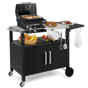 Outdoor Grill Cart with Storage and Foldable Top