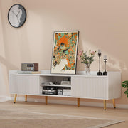 70 Fluted TV Stand with Sliding Doors and Storage