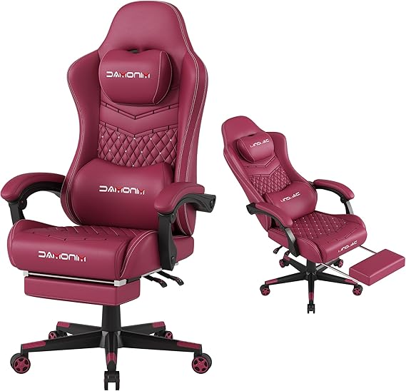 Ergonomic Gaming Chair with Retractable Footrest - 400lb Capacity