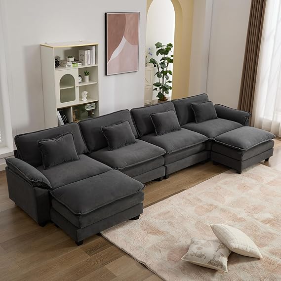 154" Modular Sectional Sofa Cloud Couch with Ottoman