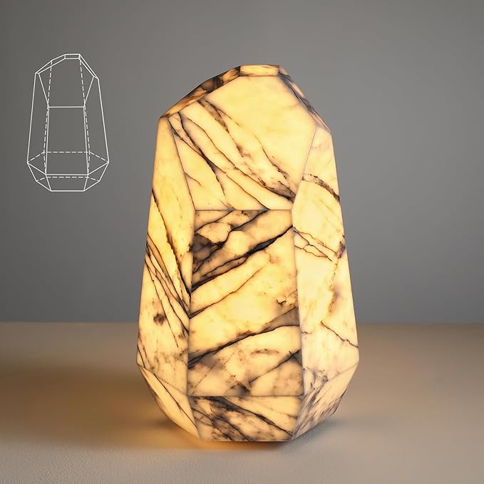Handcrafted Marble Table Lamp with Tri-Color Dimmable LED