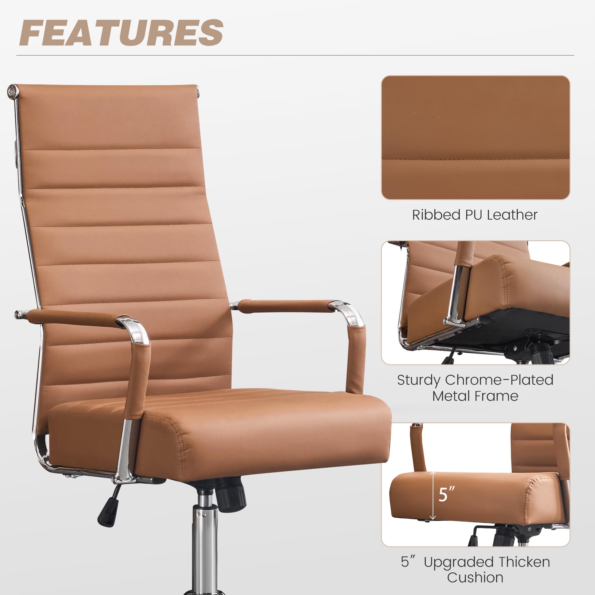 Ergonomic High Back Office Chair with Wheels and Arms