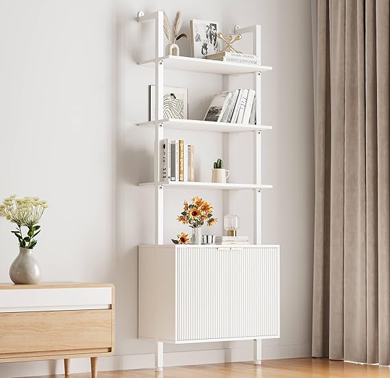 74 Inch Tall Bookshelf with Storage Cabinet